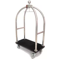 Carrinho hotelaria em inox para portaria com CARPETE PRETO
