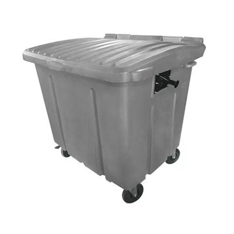 Container de Lixo ou Lixeira para Condomínios Cinza de Plástico, 1000 Litros