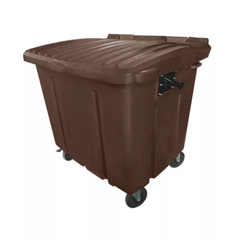 Container de Lixo ou Lixeira para Condomínios Marrom de Plástico, 1000 Litros