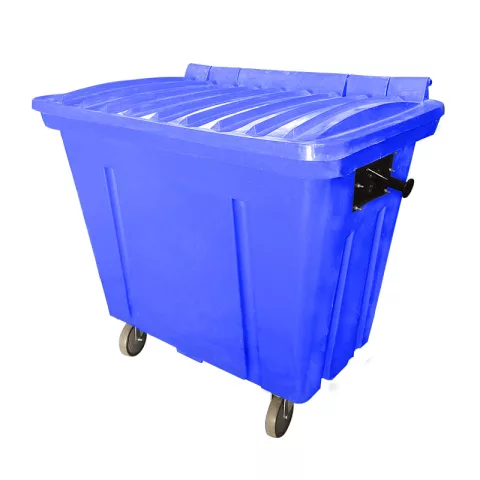Container de Lixo ou Lixeira para Condomínios Azul de Plástico com rodas, 500 Litros