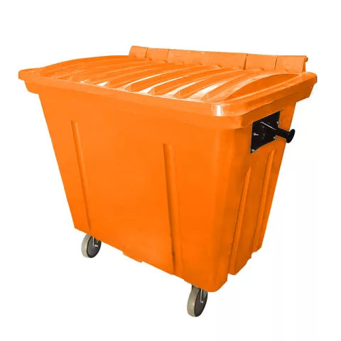 Container de Lixo ou Lixeira para Condomínios Laranja de Plástico com rodas, 500 Litros