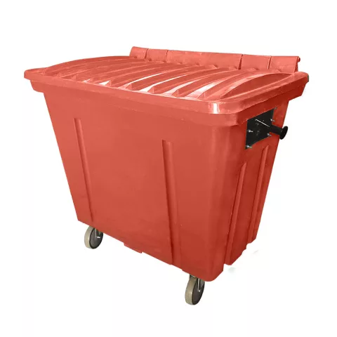 Container de Lixo ou Lixeira para Condomínios Vermelho de Plástico com rodas, 500 Litros