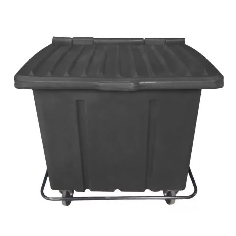 Container de Lixo ou Lixeira para Condomínios Preto de Plástico com pedal, 1000 Litros