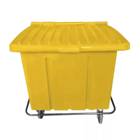 Container de Lixo ou Lixeira para Condomínios Amarelo de Plástico com pedal, 1000 Litros