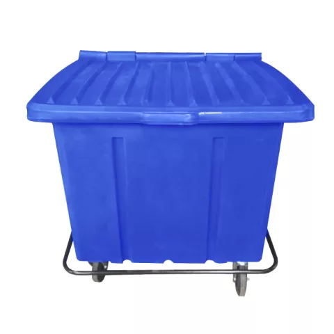 Container de Lixo ou Lixeira para Condomínios Azul de Plástico com pedal, 1000 Litros