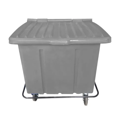 Container de Lixo ou Lixeira para Condomínios Cinza de Plástico com pedal, 1000 Litros