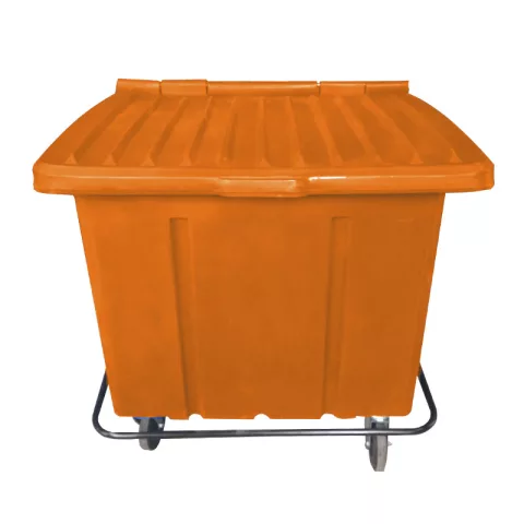 Container de Lixo ou Lixeira para Condomínios Laranja de Plástico com pedal, 1000 Litros