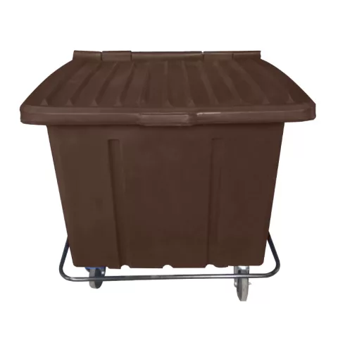 Container de Lixo ou Lixeira para Condomínios Laranja de Plástico com pedal, 1000 Litros