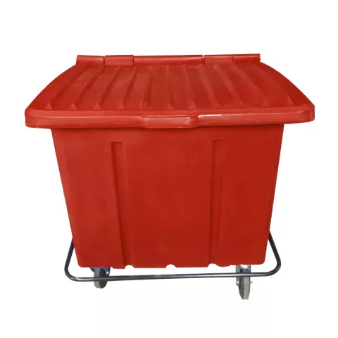 Container de Lixo ou Lixeira para Condomínios Vermelho de Plástico com pedal, 1000 Litros