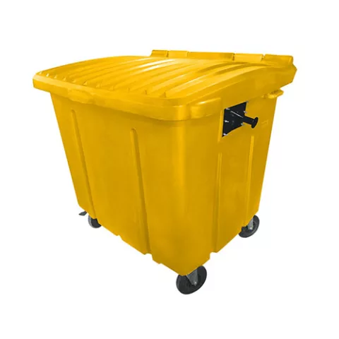 Container de Lixo ou Lixeira para Condomínios Amarelo de Plástico virgem, 1000 Litros