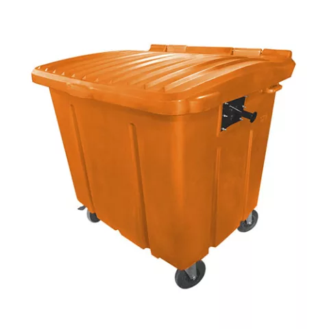 Container de Lixo ou Lixeira para Condomínios Laranja de Plástico virgem, 1000 Litros