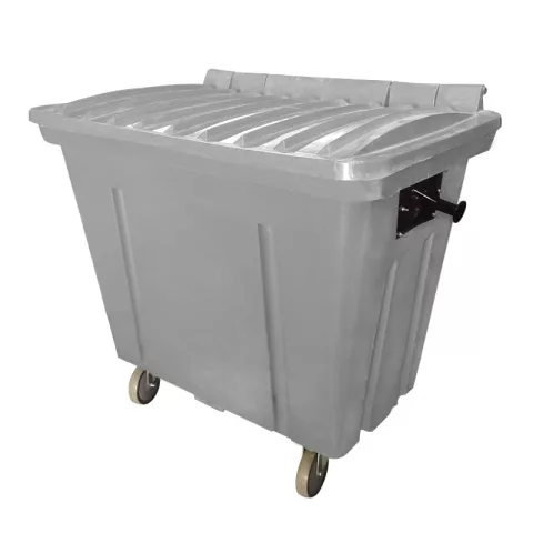 Container de Lixo ou Lixeira para Condomínios Cinza de Plástico virgem com rodas, 500 Litros