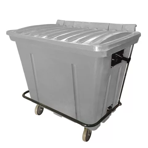 Container de Lixo ou Lixeira para Condomínios Cinza de Plástico com pedal 500 Litros
