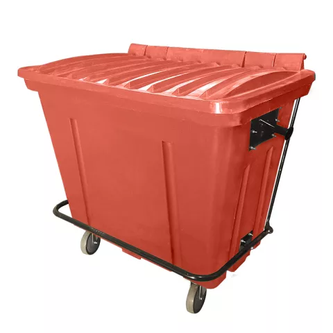 Container de Lixo ou Lixeira para Condomínios Vermelho de Plástico com pedal 500 Litros