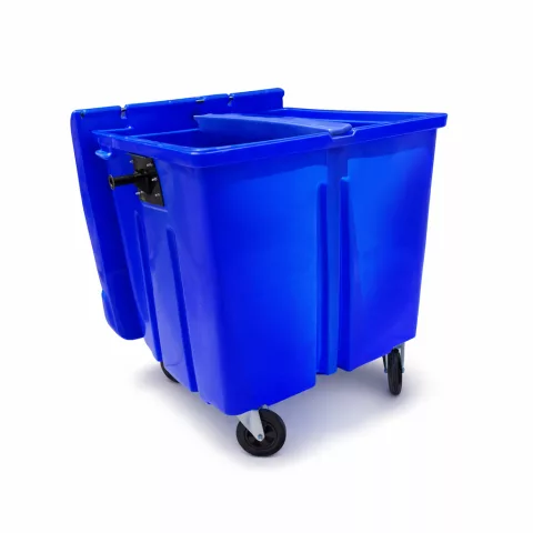 Container de 1000 Litros com Tampa Bi-Partida e Divisória Interna para Coleta Seletiva - Azul
