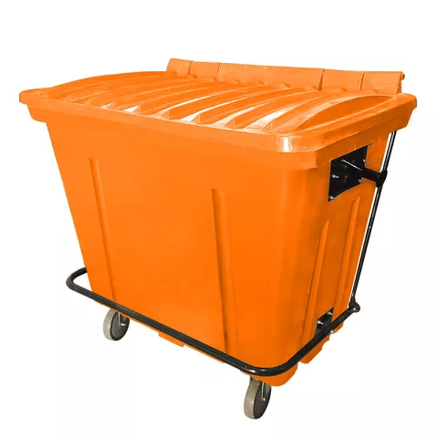 Container de Lixo ou Lixeira para Condomínios Laranja de Plástico com pedal 500 Litros